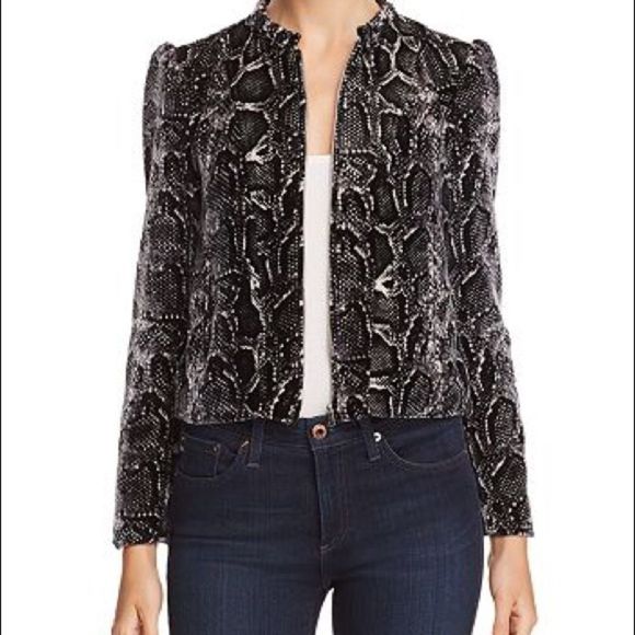 Rebecca Taylor Velvet Snake Print Bomber Jacket - Picture 1 of 15